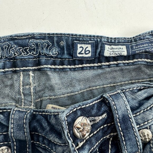 Miss Me Womens Jeans Mid Rise Size 26 Skinny - Picture 3 of 8